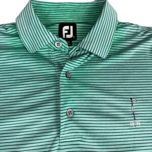 Footjoy Polo Shirt Men's Size L Striped Green Golf Performance Short Sleeve